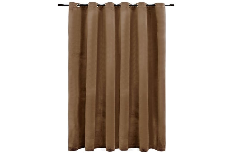 Lystett gardin med metallringer fløyel beige 290x245 cm - Tekstiler - Gardiner - Mørkleggingsgardin