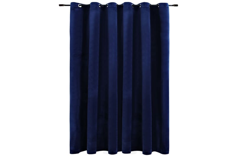 Lystett gardin med metallringer fløyel mørkeblå 290x245 cm - Tekstiler - Gardiner - Mørkleggingsgardin