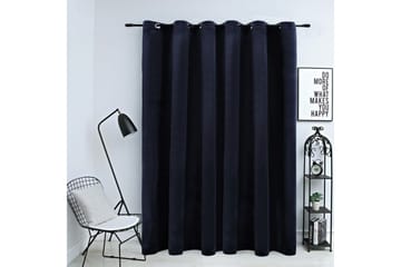 Lystett gardin med metallringer fløyel svart 290x245 cm - Tekstiler - Gardiner - Mørkleggingsgardin
