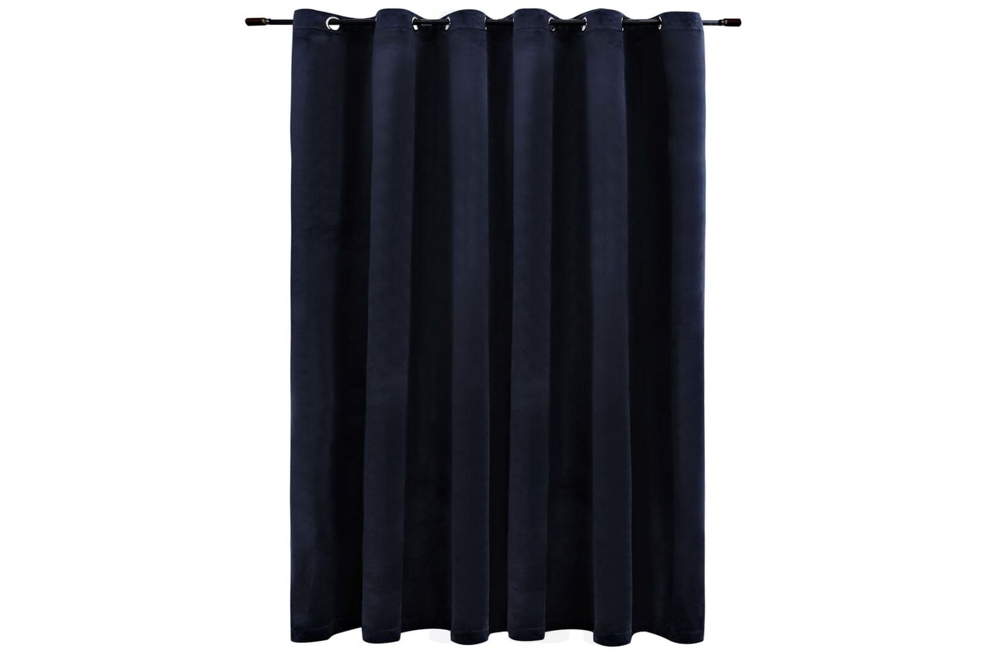 Lystett gardin med metallringer fløyel svart 290x245 cm - Tekstiler - Gardiner - Mørkleggingsgardin