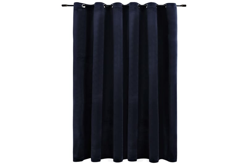 Lystett gardin med metallringer fløyel svart 290x245 cm - Tekstiler - Gardiner - Mørkleggingsgardin