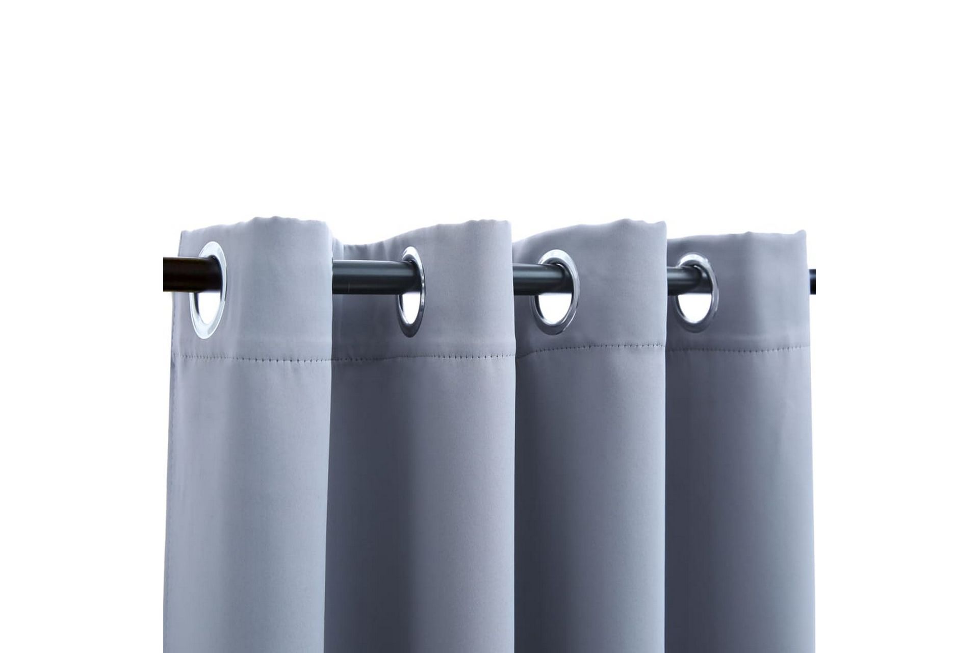Lystett gardin med metallringer grå 290x245 cm - Tekstiler - Gardiner - Mørkleggingsgardin