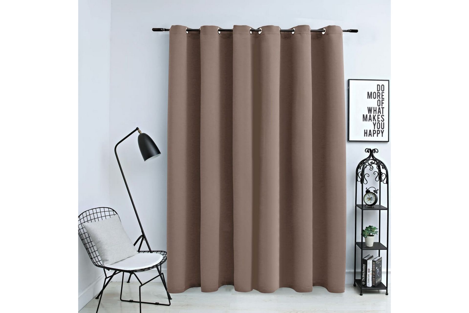 Lystett gardin med metallringer gråbrun 290x245 cm - Tekstiler - Gardiner - Mørkleggingsgardin