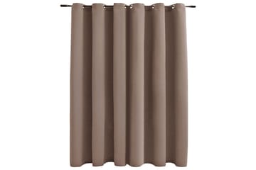 Lystett gardin med metallringer gråbrun 290x245 cm - Tekstiler - Gardiner - Mørkleggingsgardin