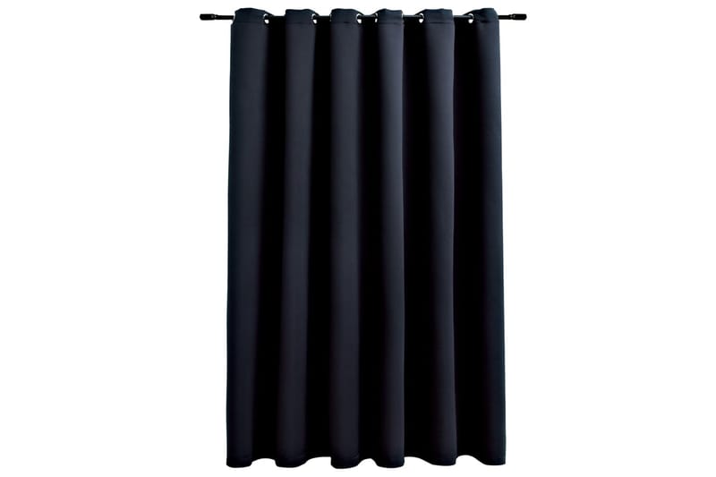 Lystett gardin med metallringer svart 290x245 cm - Tekstiler - Gardiner - Mørkleggingsgardin