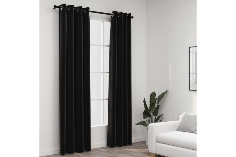 Lystette gardiner 2 stk antrasitt 140x245 cm - Antrasittgrå - Tekstiler - Gardiner - Mørkleggingsgardin