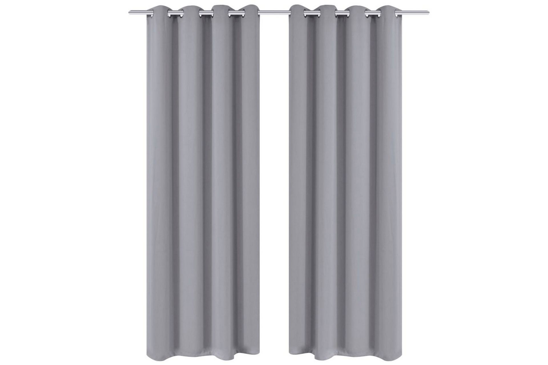 Lystette gardiner 2 stk med metallmaljer 135x175 cm grå - Grå - Tekstiler - Gardiner - Mørkleggingsgardin