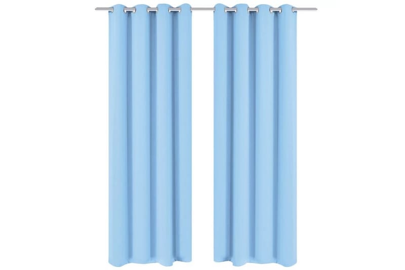Lystette gardiner 2 stk med metallmaljer 135x175 cm turkis - Turkis - Tekstiler - Gardiner - Mørkleggingsgardin