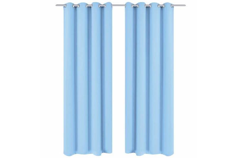 Lystette gardiner 2 stk med metallmaljer 135x245 cm turkis - Turkis - Tekstiler - Gardiner - Mørkleggingsgardin