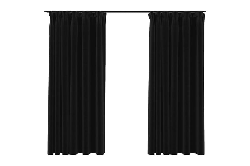 Lystette gardiner kroker lin-design 2st antrasitt 140x175 cm - Antrasittgrå - Mørkleggingsgardin