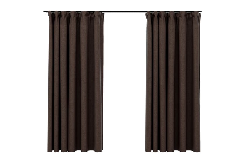 Lystette gardiner kroker og lin-design 2 stk 140x175 cm - Taupe - Tekstiler - Gardiner - Mørkleggingsgardin