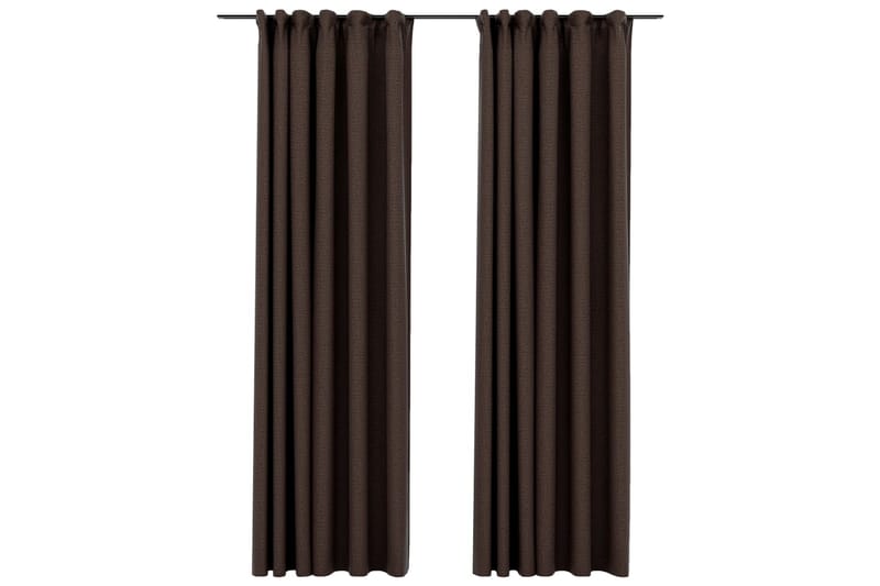 Lystette gardiner kroker og lin-design 2 stk 140x225 cm - Taupe - Tekstiler - Gardiner - Mørkleggingsgardin