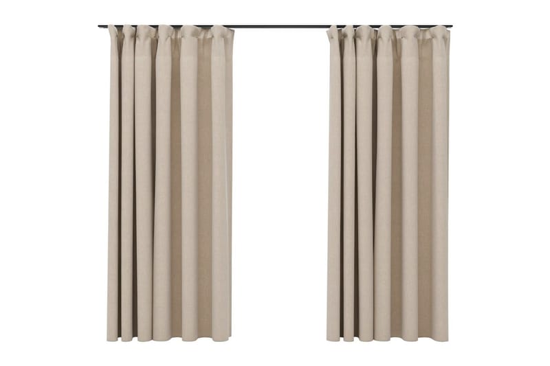 Lystette gardiner kroker og lin-design 2 stk beige 140x175cm - Beige - Tekstiler - Gardiner - Mørkleggingsgardin