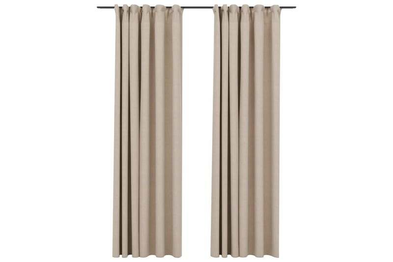 Lystette gardiner kroker og lin-design 2 stk beige 140x245cm - Beige - Tekstiler - Gardiner - Mørkleggingsgardin