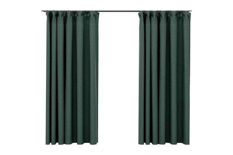 Lystette gardiner kroker og lin-design 2 stk grønn 140x175cm - grønn - Tekstiler - Gardiner - Mørkleggingsgardin