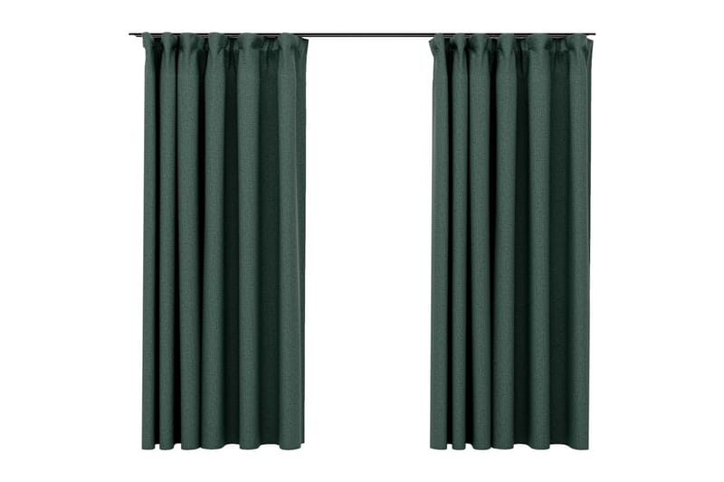 Lystette gardiner kroker og lin-design 2 stk grønn 140x175cm - grønn - Mørkleggingsgardin