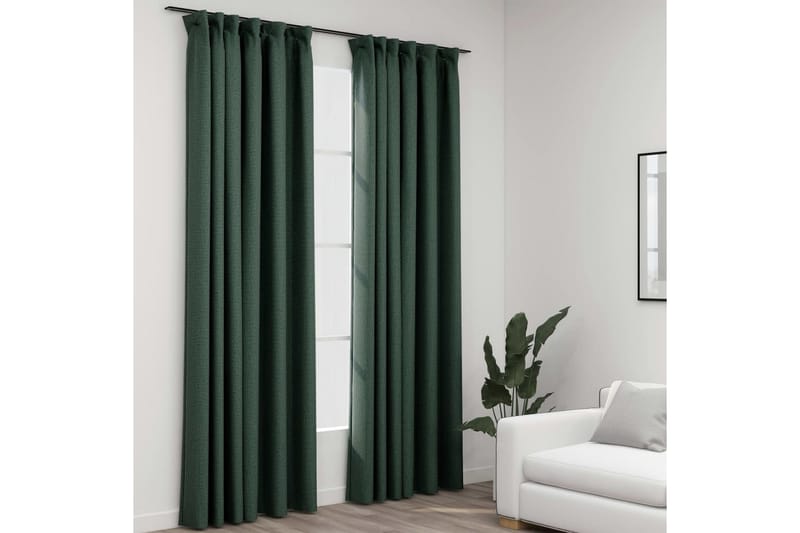 Lystette gardiner kroker og lin-design 2 stk grønn 140x245cm - grønn - Mørkleggingsgardin