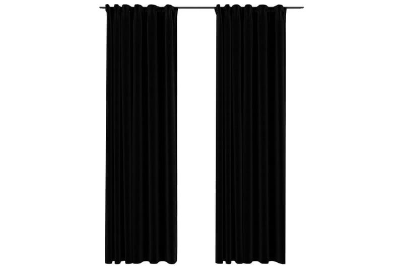 Lystette gardiner kroker og lin-design 2 stk svart 140x245cm - Svart - Mørkleggingsgardin