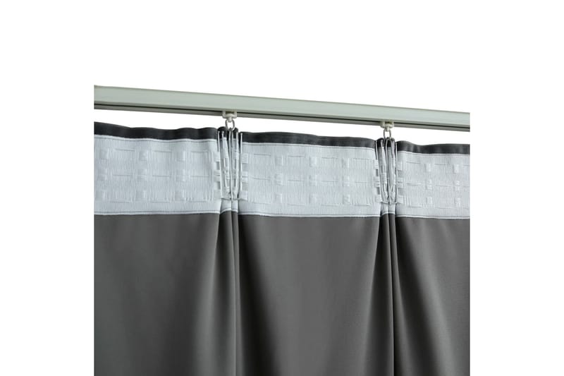 Lystette gardiner m. kroker 2 stk fløyel antrasitt 140x175cm - Tekstiler - Gardiner - Mørkleggingsgardin