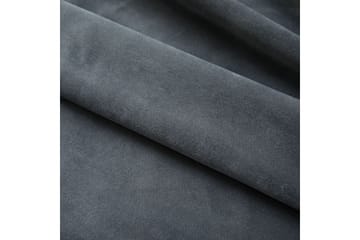 Lystette gardiner m. kroker 2 stk fløyel antrasitt 140x245cm - Tekstiler - Gardiner - Mørkleggingsgardin