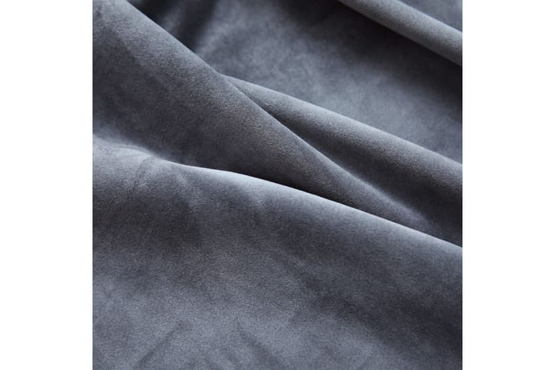Lystette gardiner m. ringer 2 stk fløyel antrasitt 140x245cm - Tekstiler - Gardiner - Mørkleggingsgardin