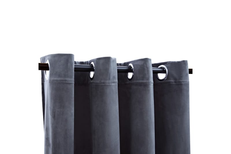 Lystette gardiner m. ringer 2 stk fløyel antrasitt 140x245cm - Tekstiler - Gardiner - Mørkleggingsgardin