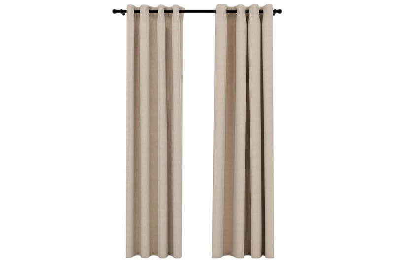 Lystette gardiner maljer og lin-design 2 stk beige 140x245cm - Beige - Mørkleggingsgardin