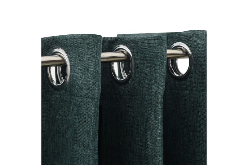 Lystette gardiner maljer og lin-design 2 stk grønn 140x175cm - grønn - Tekstiler - Gardiner - Mørkleggingsgardin