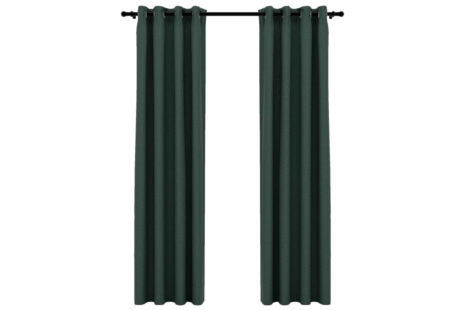 Lystette gardiner maljer og lin-design 2 stk grønn 140x225cm - grønn - Tekstiler - Gardiner - Mørkleggingsgardin