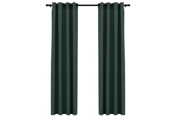 Lystette gardiner maljer og lin-design 2 stk grønn 140x225cm - grønn - Tekstiler - Gardiner - Mørkleggingsgardin