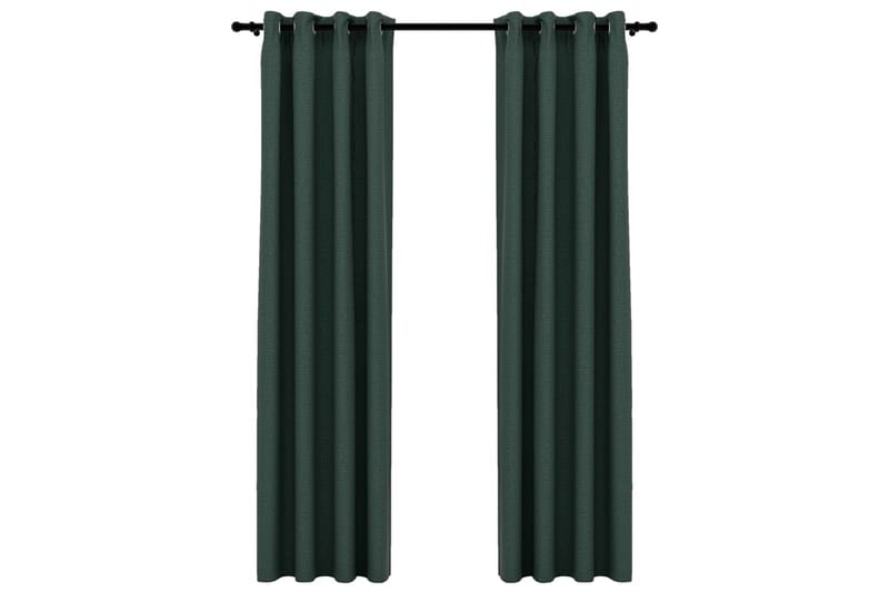 Lystette gardiner maljer og lin-design 2 stk grønn 140x245cm - grønn - Mørkleggingsgardin