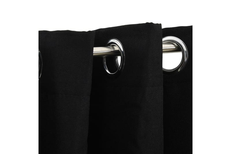 Lystette gardiner maljer og lin-design 2 stk svart 140x225cm - Svart - Mørkleggingsgardin