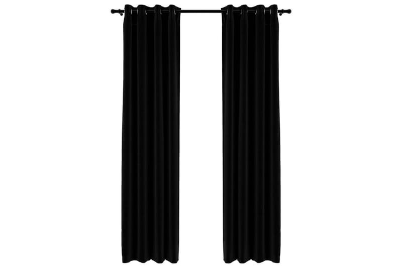 Lystette gardiner maljer og lin-design 2 stk svart 140x245cm - Svart - Mørkleggingsgardin