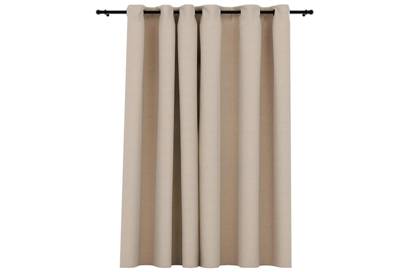 Lystette gardiner maljer og lin-design beige 290x245 cm - Beige - Tekstiler - Gardiner - Mørkleggingsgardin