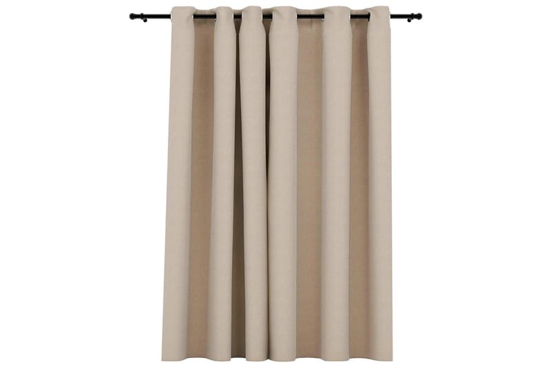 Lystette gardiner maljer og lin-design beige 290x245 cm - Beige - Mørkleggingsgardin