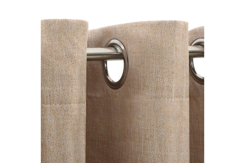 Lystette gardiner maljer og lin-design beige 290x245 cm - Beige - Tekstiler - Gardiner - Mørkleggingsgardin