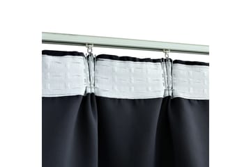Lystette gardiner med kroker 2 stk antrasitt 140x175 cm - Tekstiler - Gardiner - Mørkleggingsgardin