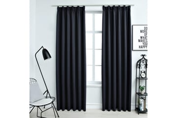 Lystette gardiner med kroker 2 stk antrasitt 140x175 cm - Tekstiler - Gardiner - Mørkleggingsgardin