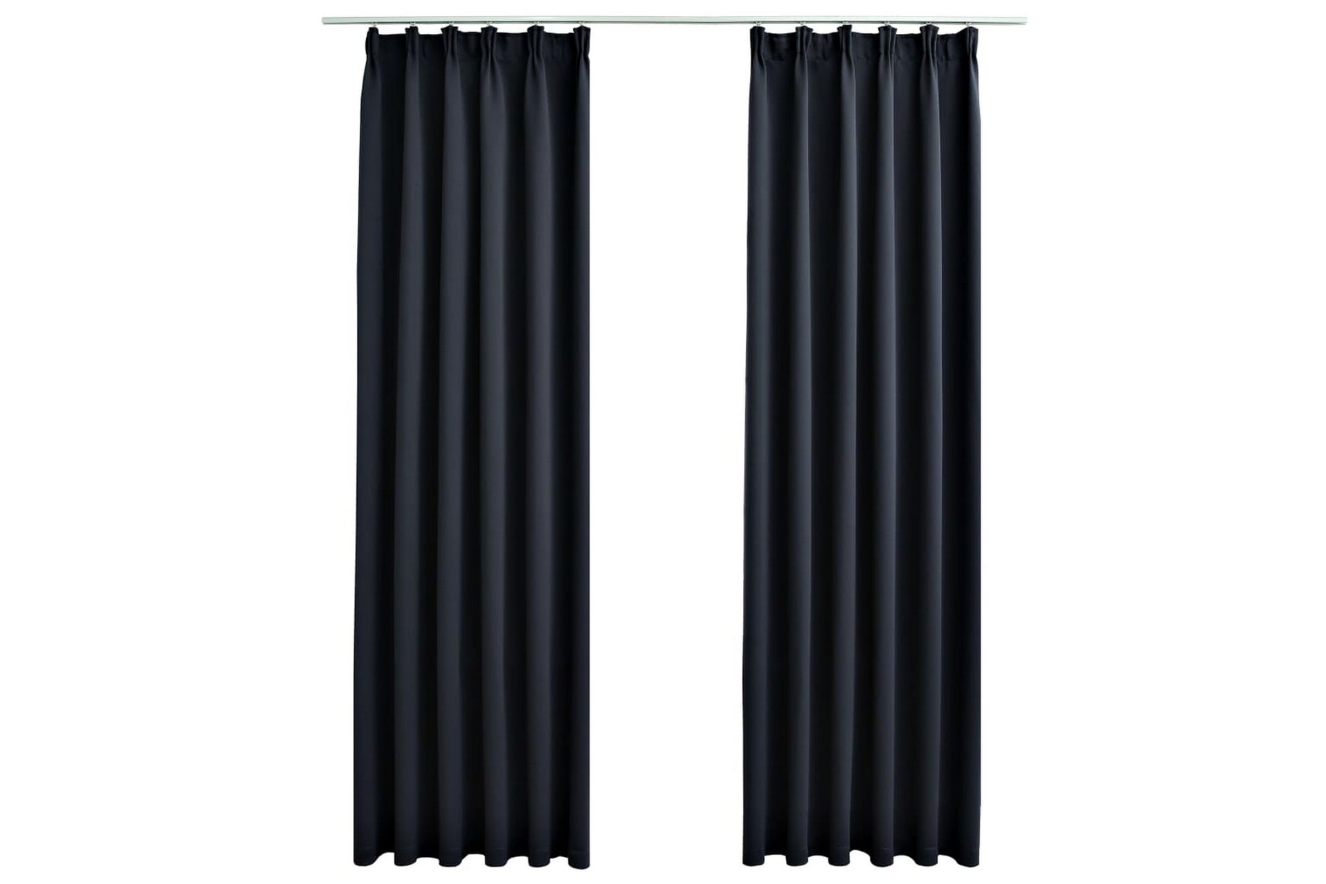 Lystette gardiner med kroker 2 stk antrasitt 140x175 cm - Tekstiler - Gardiner - Mørkleggingsgardin