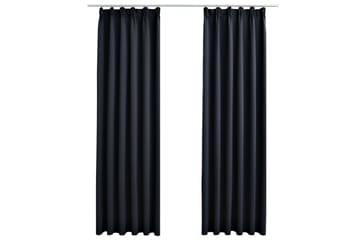 Lystette gardiner med kroker 2 stk antrasitt 140x175 cm - Tekstiler - Gardiner - Mørkleggingsgardin