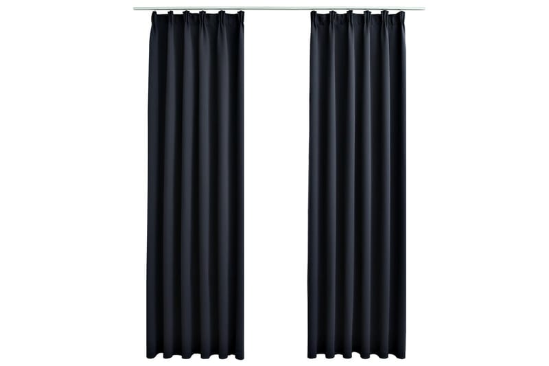 Lystette gardiner med kroker 2 stk antrasitt 140x175 cm - Tekstiler - Gardiner - Mørkleggingsgardin