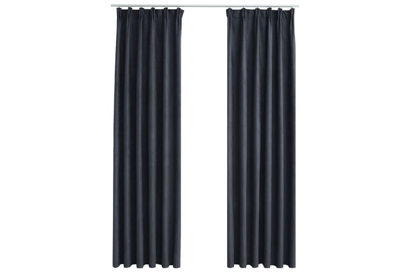 Lystette gardiner med kroker 2 stk antrasitt 140x245 cm - Tekstiler - Gardiner - Mørkleggingsgardin