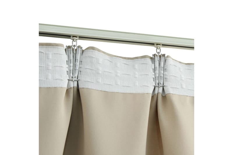 Lystette gardiner med kroker 2 stk beige 140x225 cm - Tekstiler - Gardiner - Mørkleggingsgardin