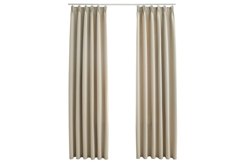 Lystette gardiner med kroker 2 stk beige 140x225 cm - Tekstiler - Gardiner - Mørkleggingsgardin