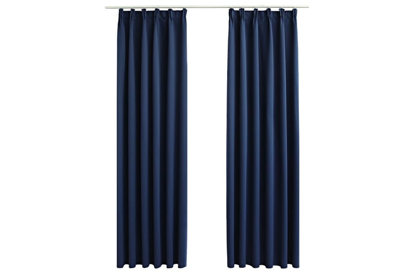 Lystette gardiner med kroker 2 stk blå 140x245 cm - Tekstiler - Gardiner - Mørkleggingsgardin
