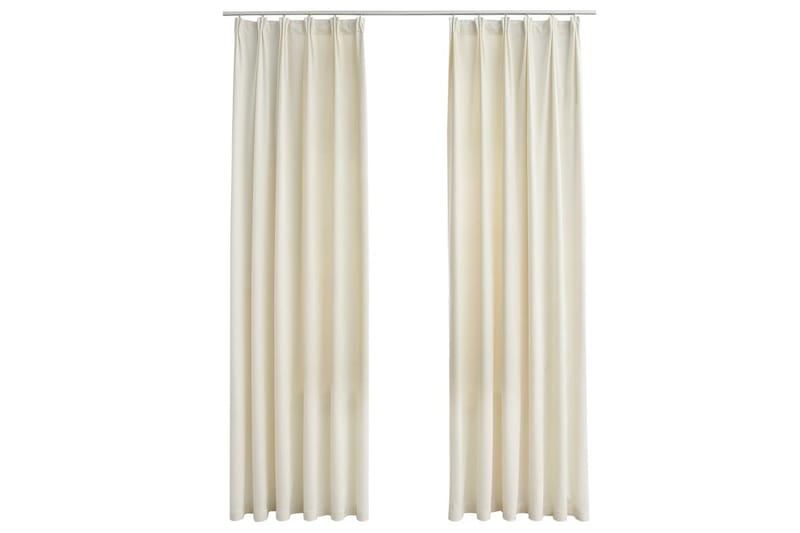 Lystette gardiner med kroker 2 stk fløyel beige 140x175 cm - Tekstiler - Gardiner - Mørkleggingsgardin
