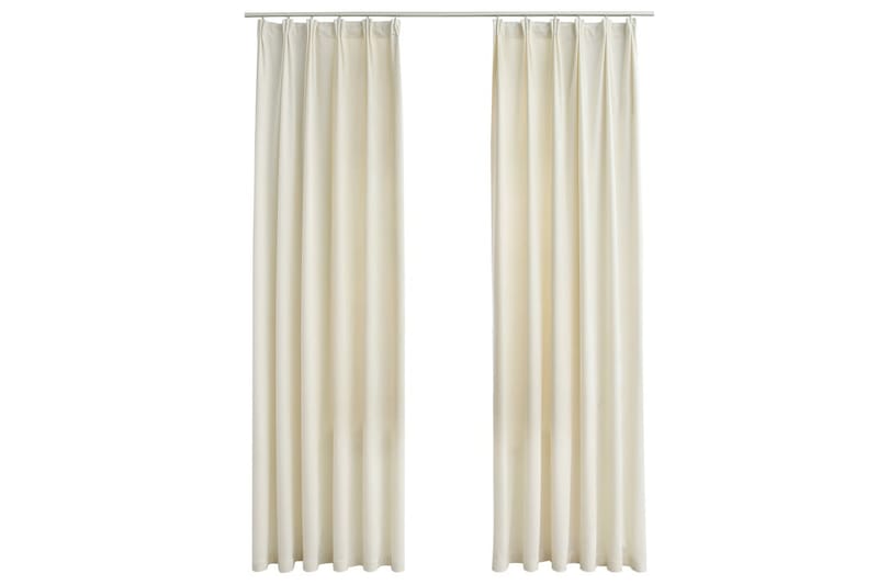 Lystette gardiner med kroker 2 stk fløyel beige 140x175 cm - Mørkleggingsgardin