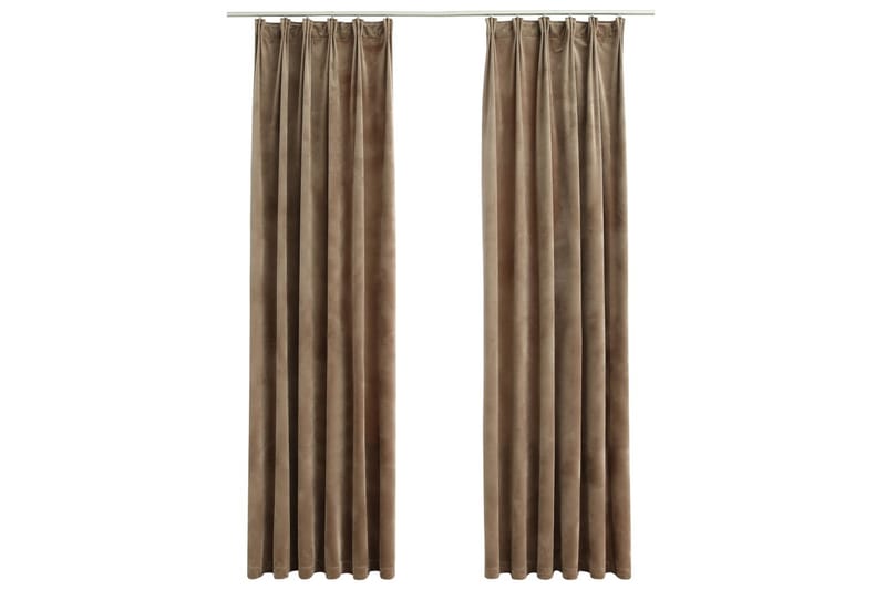 Lystette gardiner med kroker 2 stk fløyel beige 140x245 cm - Tekstiler - Gardiner - Mørkleggingsgardin