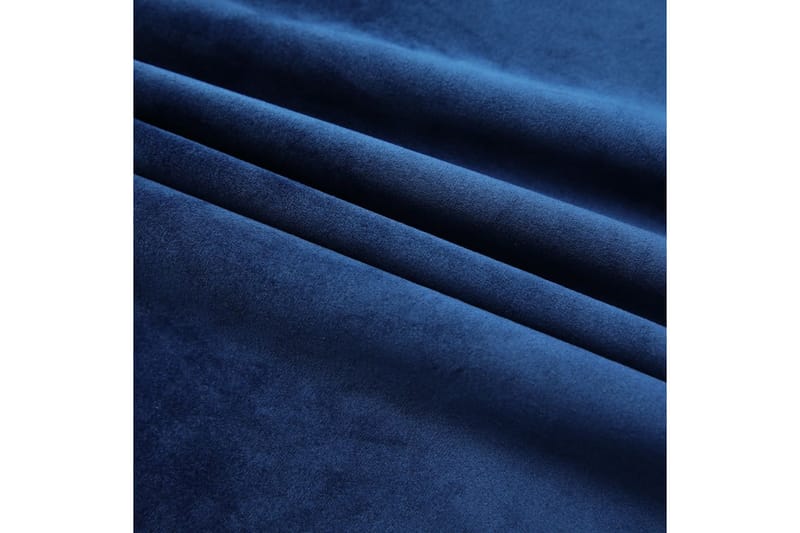 Lystette gardiner med kroker 2 stk fløyel mørkeblå 140x245cm - Tekstiler - Gardiner - Mørkleggingsgardin