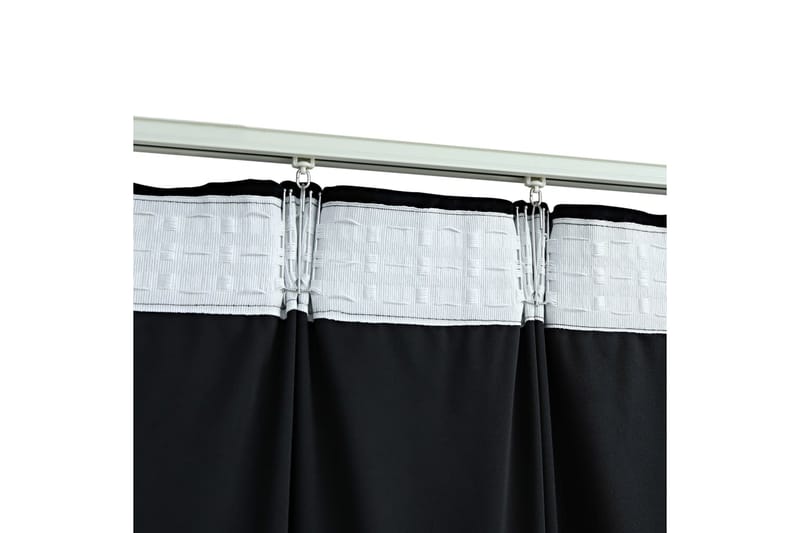 Lystette gardiner med kroker 2 stk fløyel svart 140x175 cm - Mørkleggingsgardin